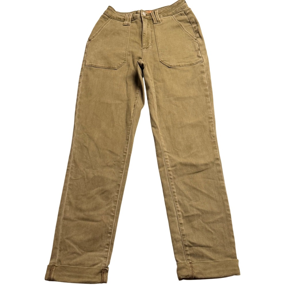 Judy Blue Garment Dyed Utility Pants Olive Green Straight Leg Womens Size 1/25